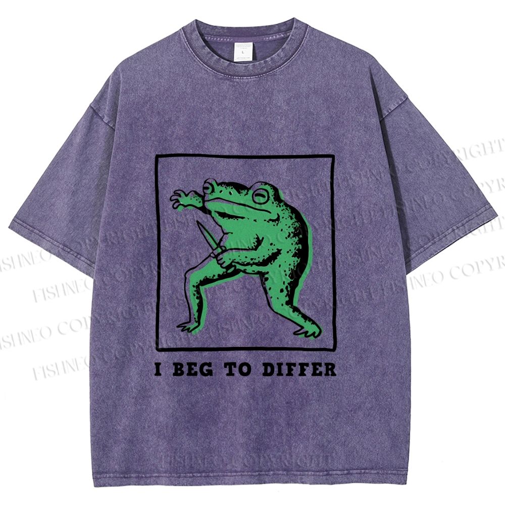 Unisex Frog Beg To Differ Printed Washed Tee