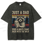 Unisex Vintage Raccoon Graffiti Printed Washed Tee