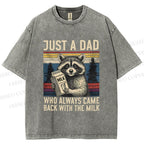 Unisex Vintage Raccoon Graffiti Printed Washed Tee