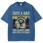 Unisex Vintage Raccoon Graffiti Printed Washed Tee