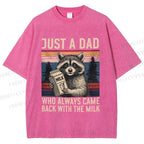 Unisex Vintage Raccoon Graffiti Printed Washed Tee