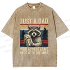 Unisex Vintage Raccoon Graffiti Printed Washed Tee
