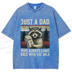 Unisex Vintage Raccoon Graffiti Printed Washed Tee