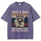 Unisex Vintage Raccoon Graffiti Printed Washed Tee