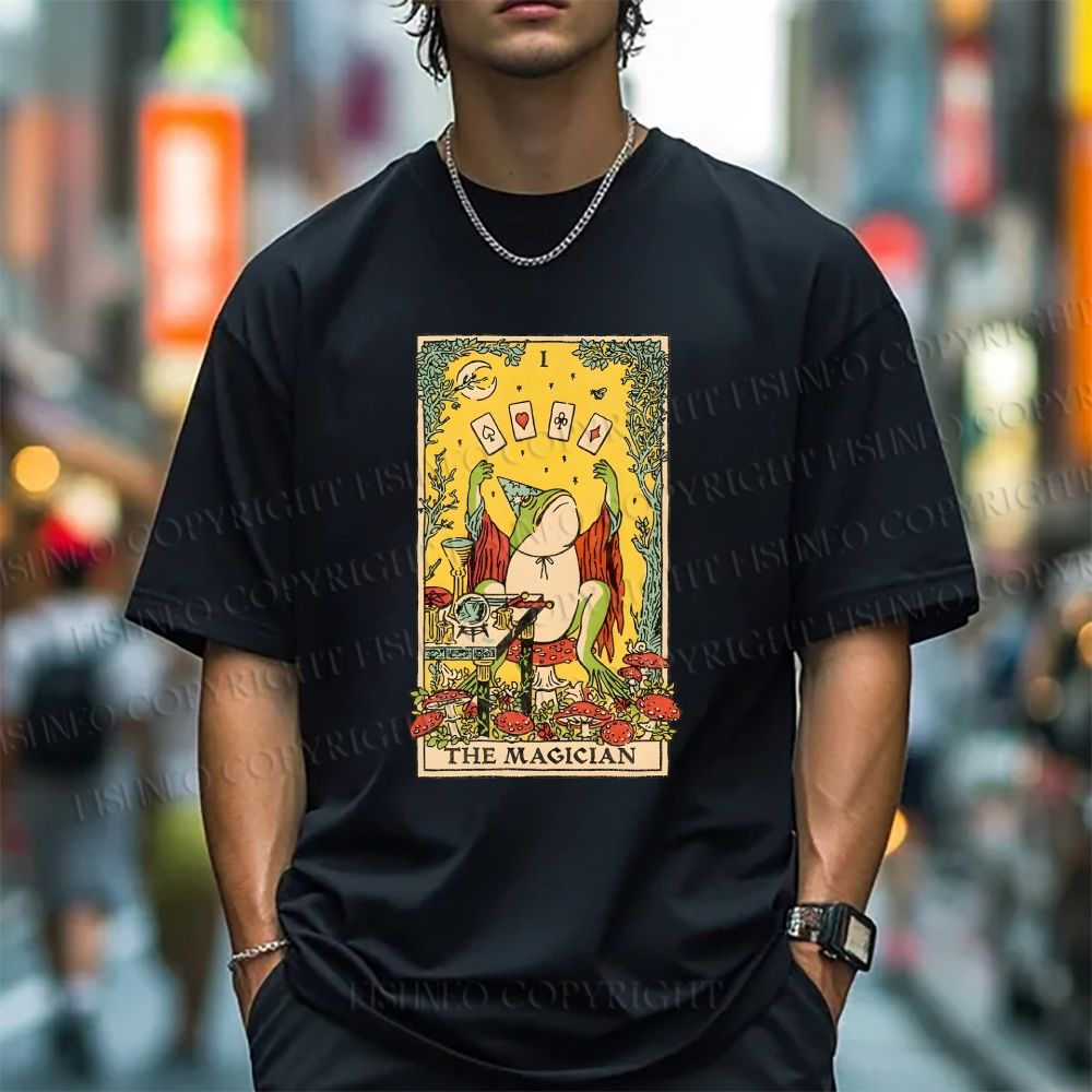 Unisex Frog King Playing Poker Classic Cotton T-shirt