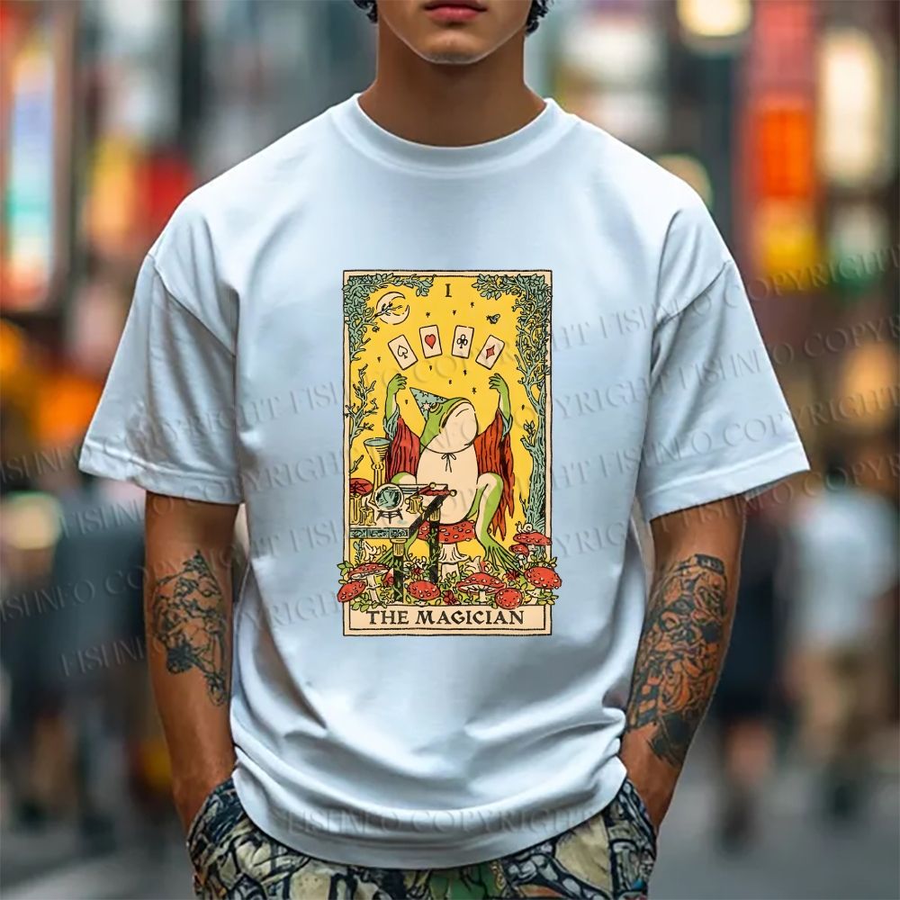 Unisex Frog King Playing Poker Classic Cotton T-shirt