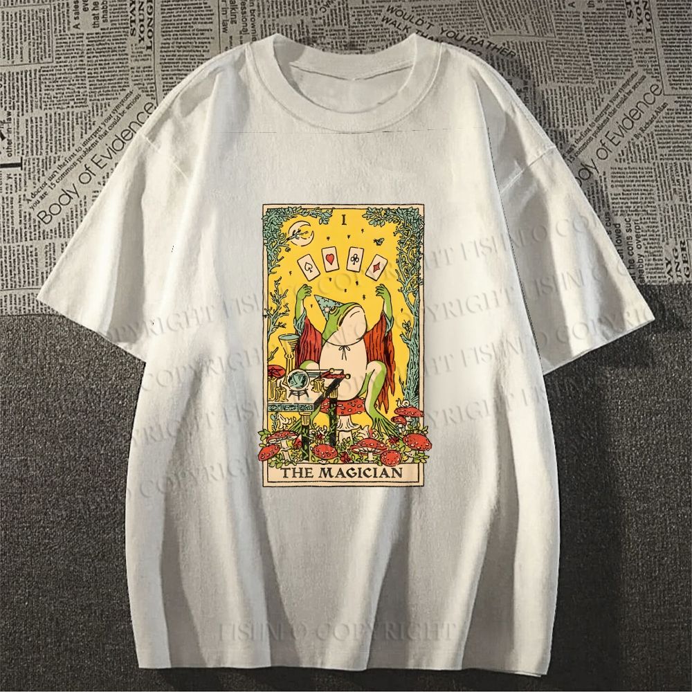 Unisex Frog King Playing Poker Classic Cotton T-shirt