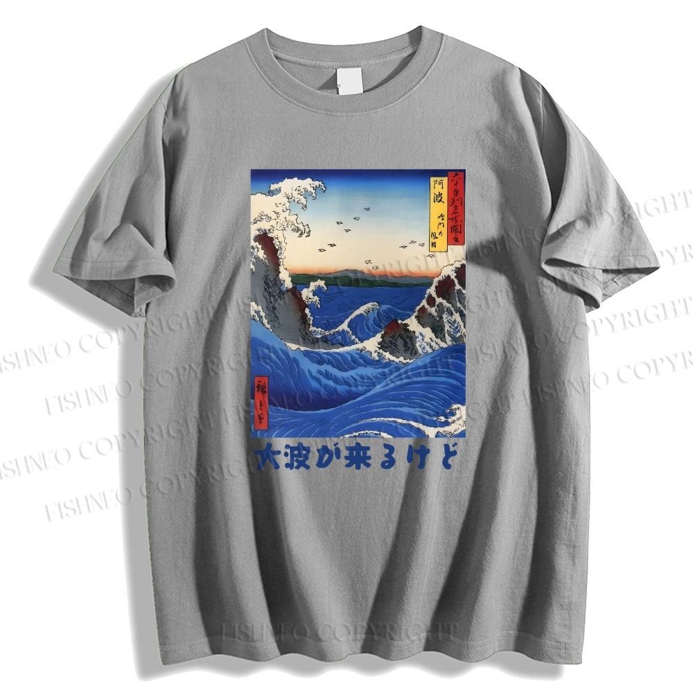 Unisex Japanese Wave Art Classic Cotton T-shirt