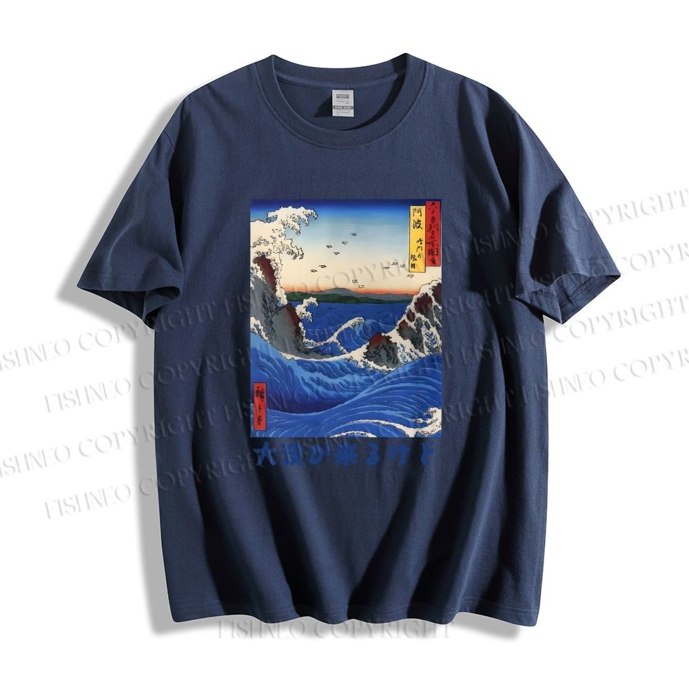 Unisex Japanese Wave Art Classic Cotton T-shirt