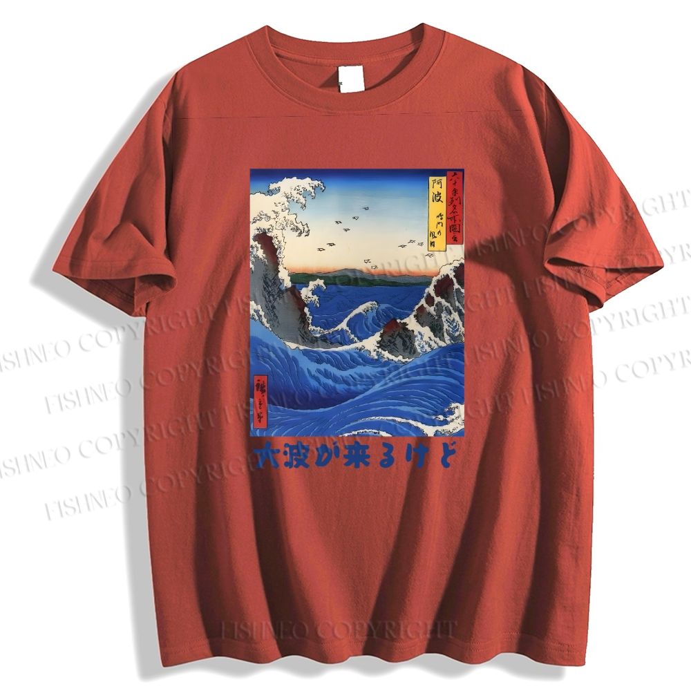 Unisex Japanese Wave Art Classic Cotton T-shirt