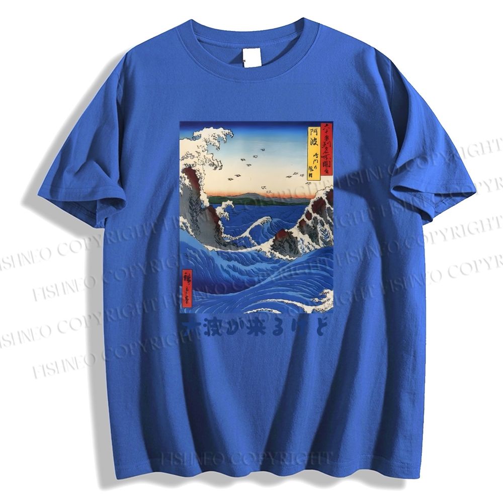 Unisex Japanese Wave Art Classic Cotton T-shirt