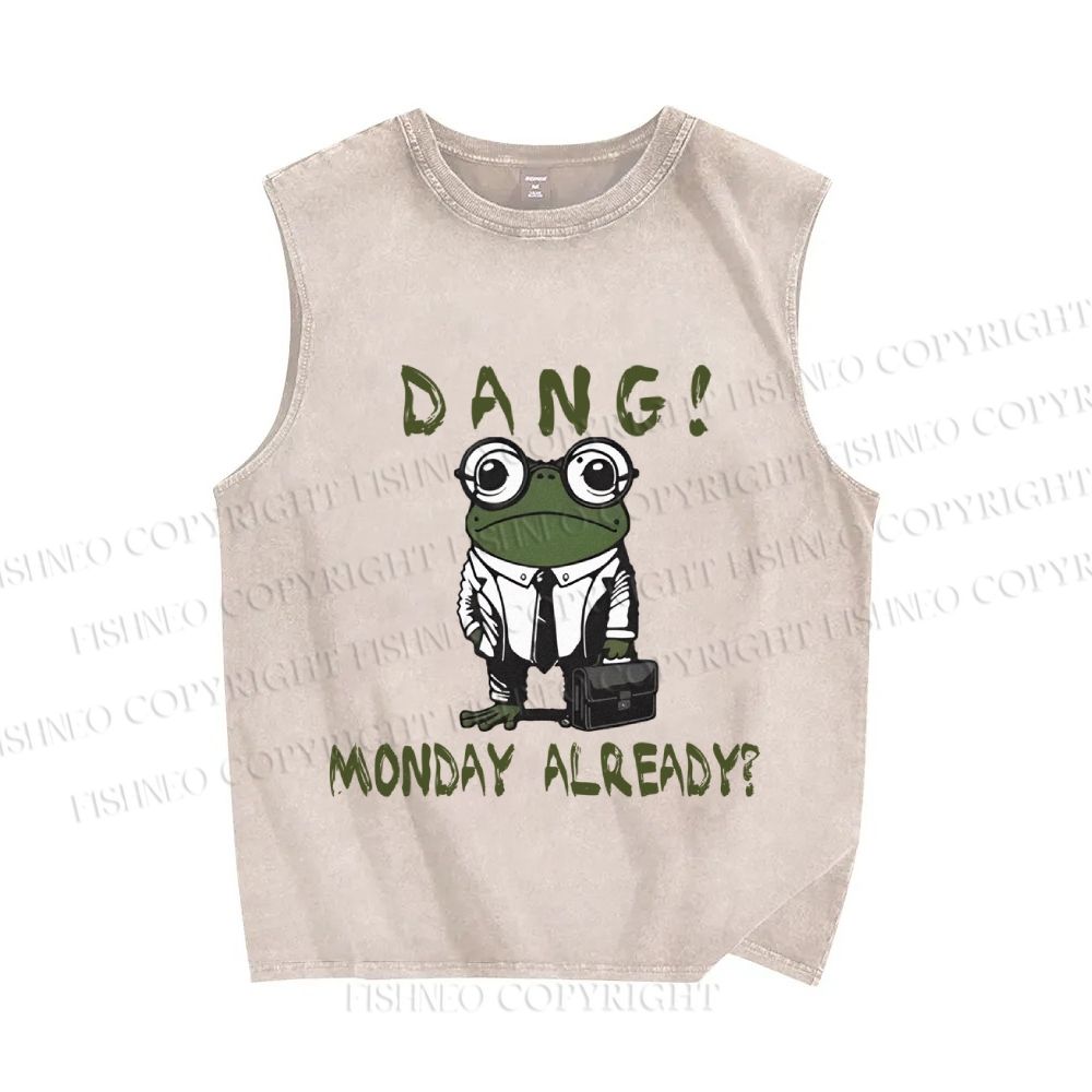 Unisex Frog Monday Already Printed Washed Tank Top