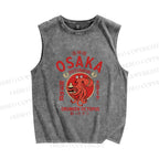 Unisex Osaka Octopus Printed Washed Tank Top