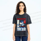 Unisex Japanese Comic Printed Washed Tee