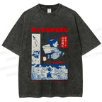 Unisex Japanese Comic Printed Washed Tee