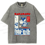 Unisex Japanese Comic Printed Washed Tee