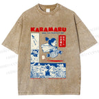 Unisex Japanese Comic Printed Washed Tee