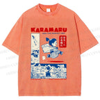 Unisex Japanese Comic Printed Washed Tee