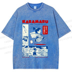 Unisex Japanese Comic Printed Washed Tee