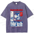 Unisex Japanese Comic Printed Washed Tee