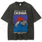 Unisex Japanese Okinawa Printed Washed Tee