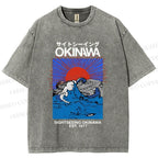 Unisex Japanese Okinawa Printed Washed Tee