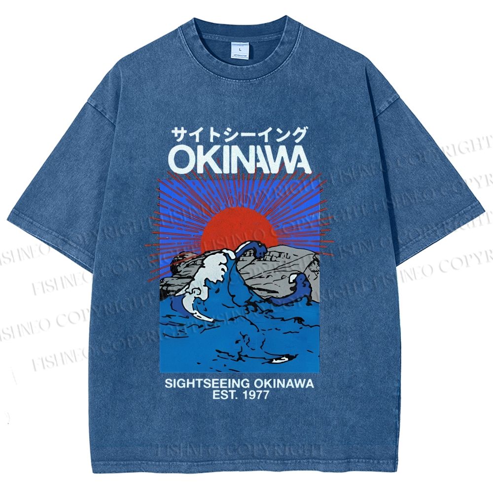 Unisex Japanese Okinawa Printed Washed Tee