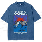 Unisex Japanese Okinawa Printed Washed Tee