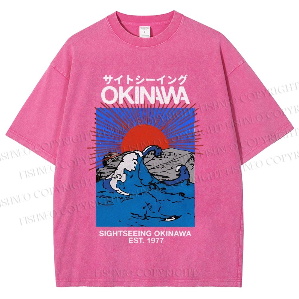 Unisex Japanese Okinawa Printed Washed Tee