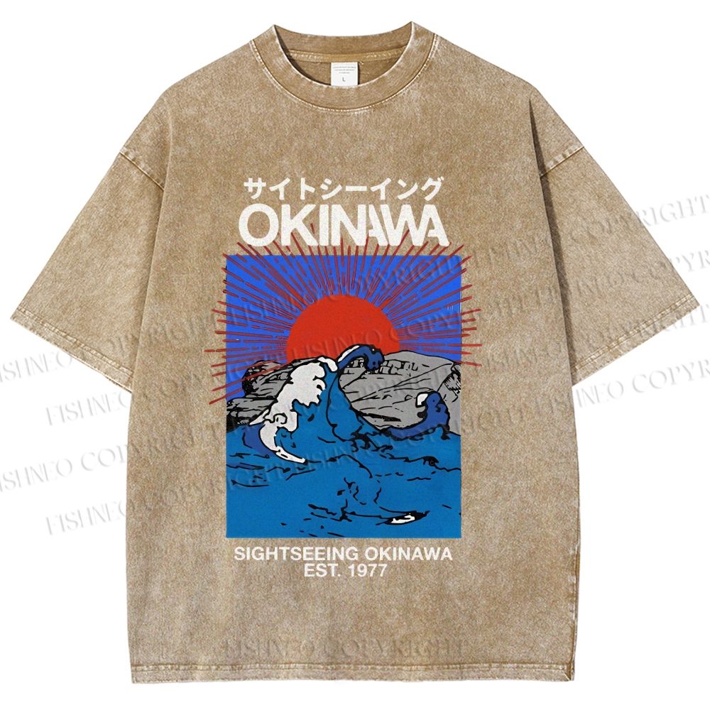 Unisex Japanese Okinawa Printed Washed Tee