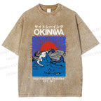 Unisex Japanese Okinawa Printed Washed Tee