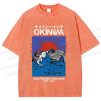 Unisex Japanese Okinawa Printed Washed Tee