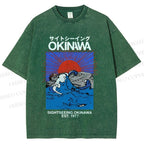 Unisex Japanese Okinawa Printed Washed Tee