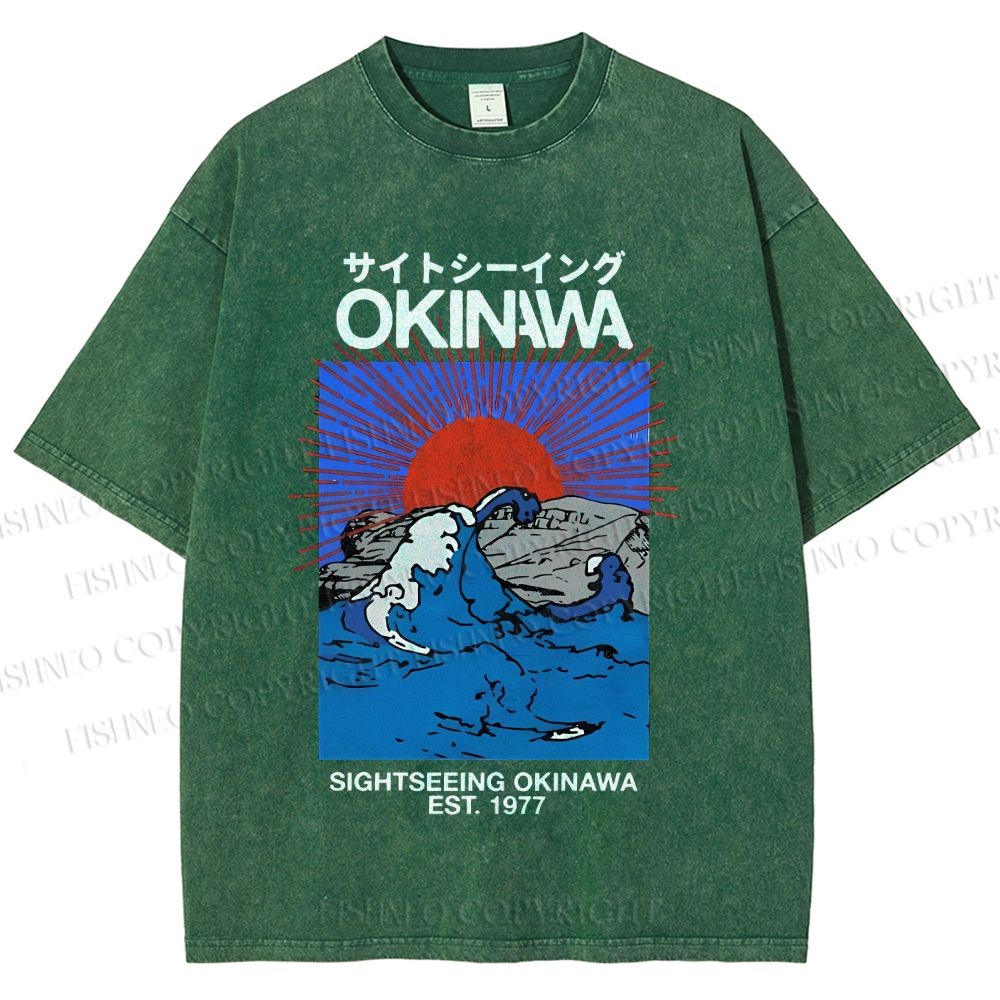 Unisex Japanese Okinawa Printed Washed Tee
