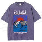 Unisex Japanese Okinawa Printed Washed Tee
