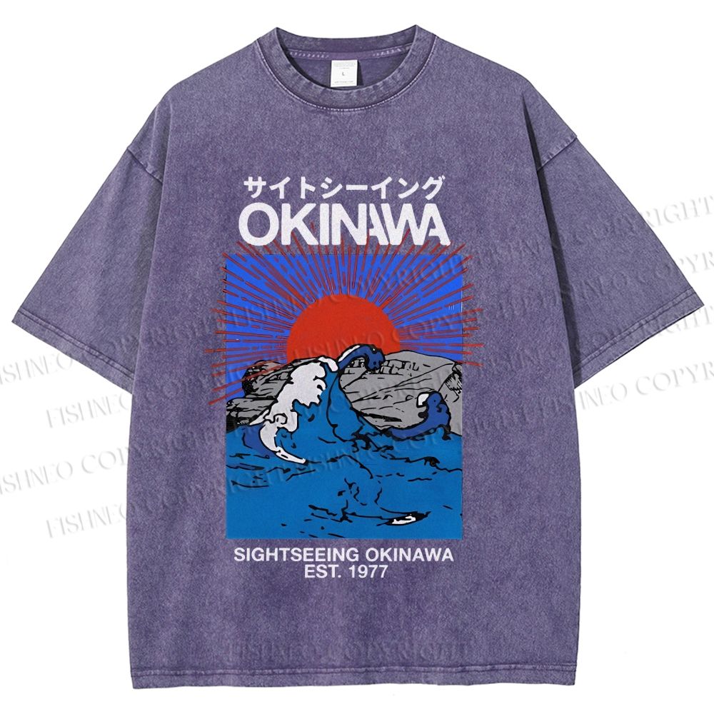 Unisex Japanese Okinawa Printed Washed Tee