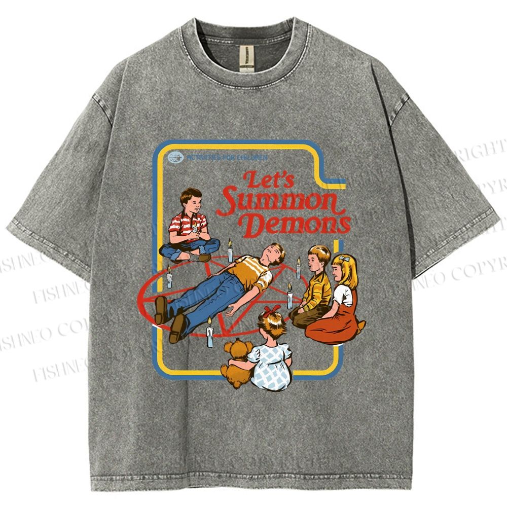 Unisex Vintage Graffiti Printed Washed Tee