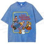Unisex Vintage Graffiti Printed Washed Tee