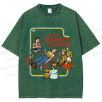 Unisex Vintage Graffiti Printed Washed Tee