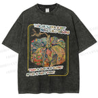 Unisex Art Pumpkin Printed Washed Tee