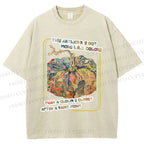 Unisex Art Pumpkin Printed Washed Tee