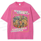 Unisex Art Pumpkin Printed Washed Tee