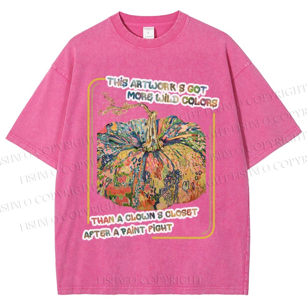 Unisex Art Pumpkin Printed Washed Tee