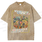 Unisex Art Pumpkin Printed Washed Tee