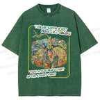 Unisex Art Pumpkin Printed Washed Tee