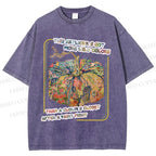 Unisex Art Pumpkin Printed Washed Tee