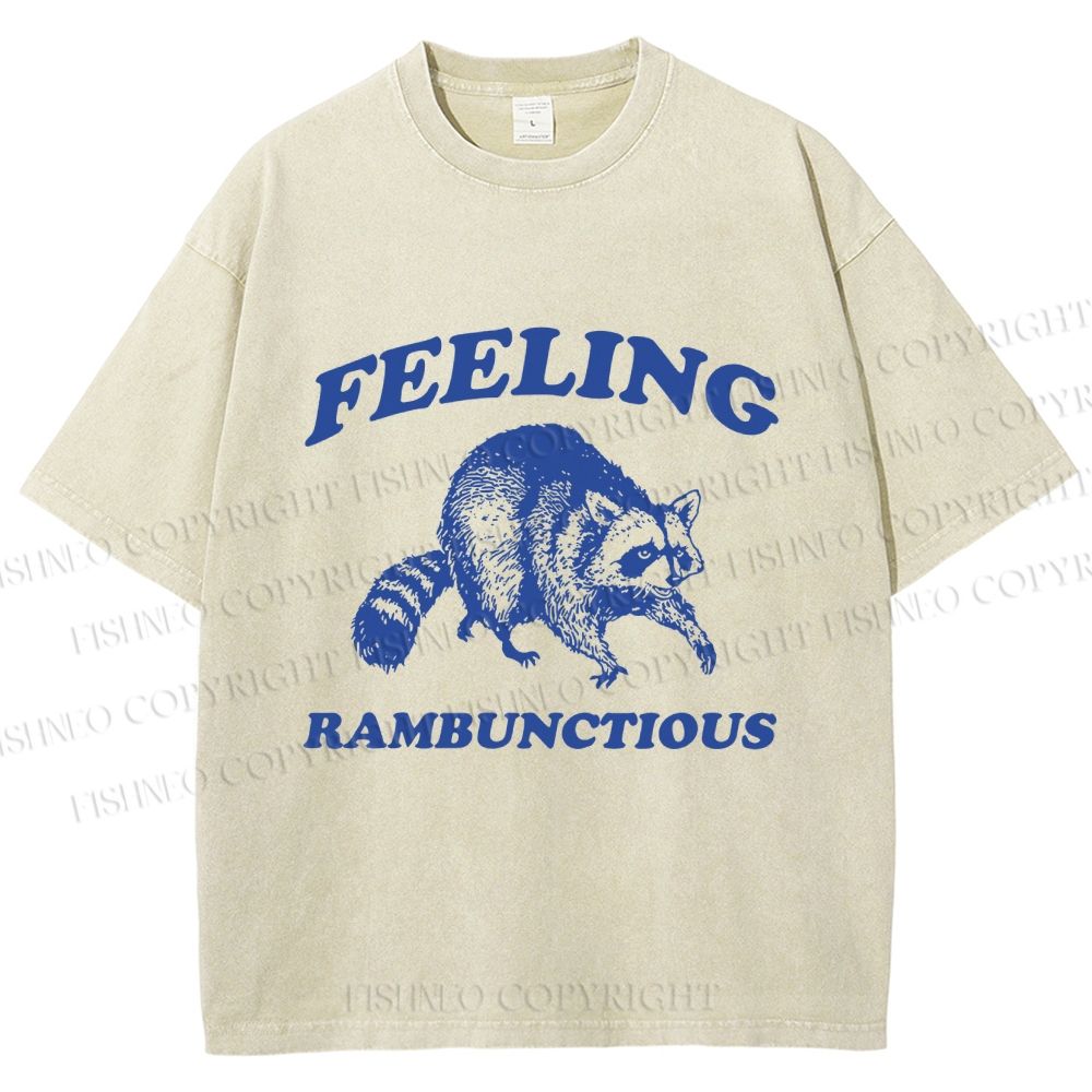 Unisex Vintage Raccoon Printed Washed Tee