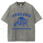 Unisex Vintage Raccoon Printed Washed Tee