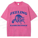 Unisex Vintage Raccoon Printed Washed Tee