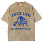 Unisex Vintage Raccoon Printed Washed Tee